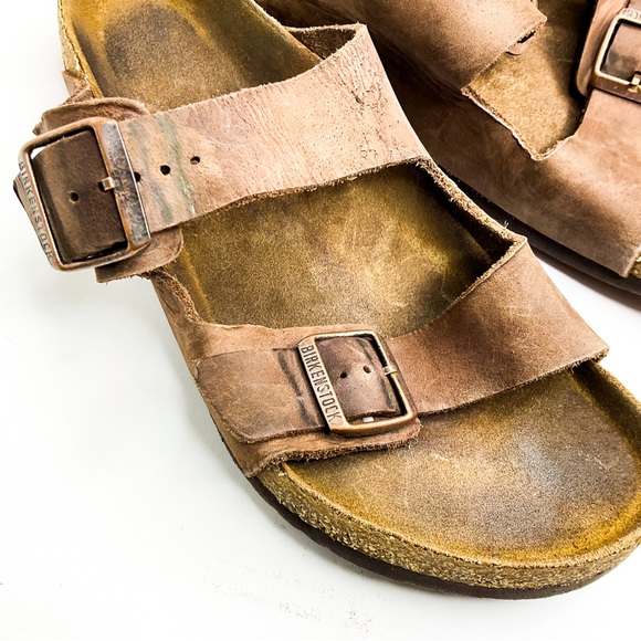 Men’s BIRKENSTOCKS Brown Leather Sandals with Buckles - Picture 4 of 7